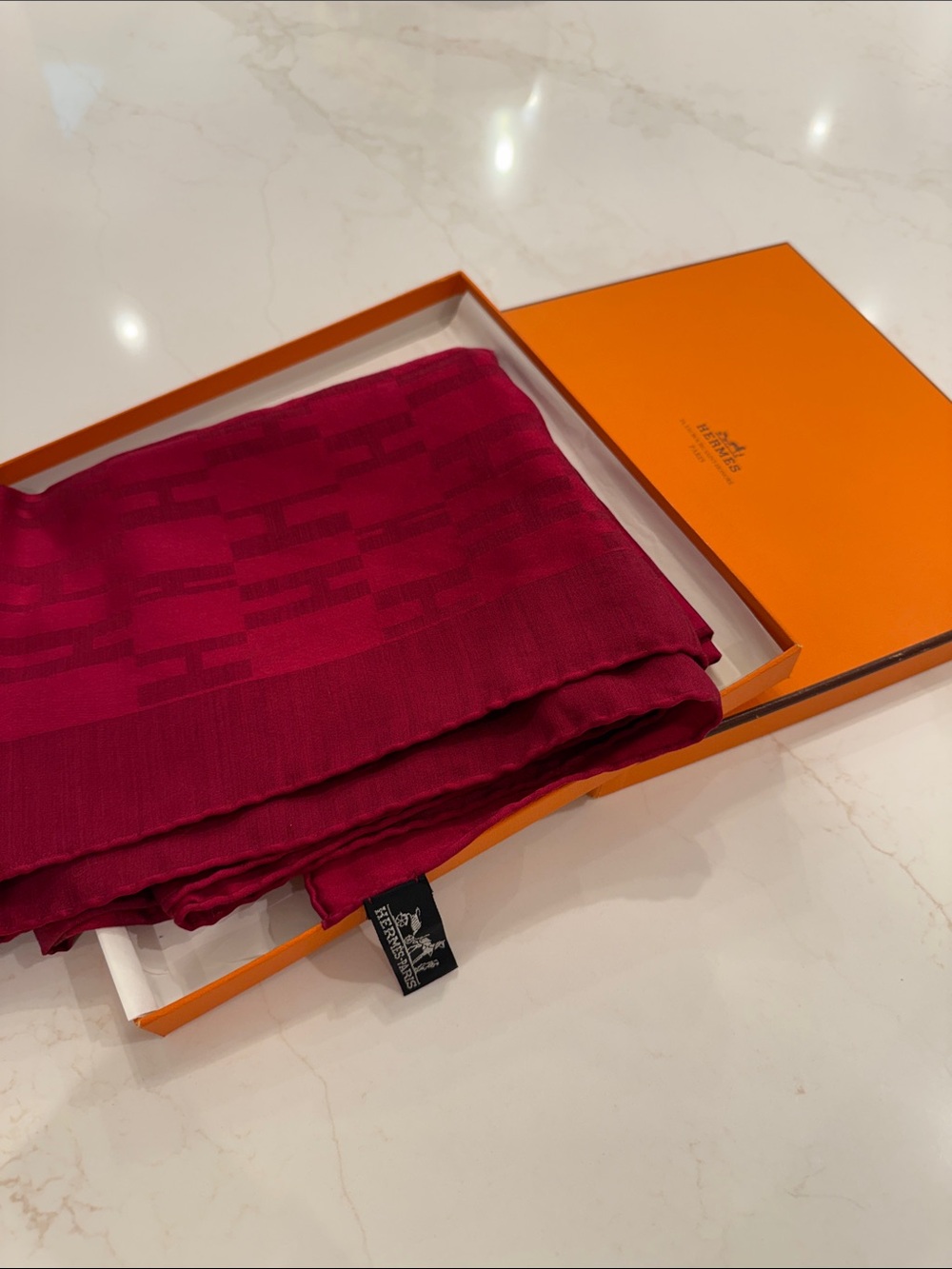 Hermes Fuchsia Silk Scarf